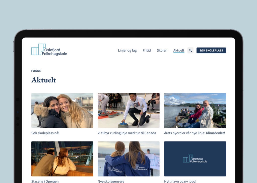 Oslofjord Folkehøgskoles nettside er enkel og oversiktlig